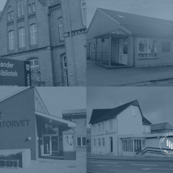 Alle fire biblioteker i Tønder Kommune med blåt filter