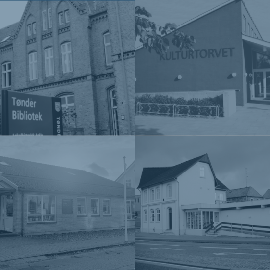 Alle fire biblioteker i Tønder Kommune med blåt filter