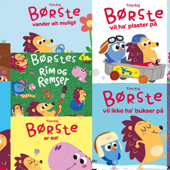 Collage af Børste bogforsider