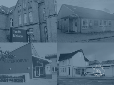 Alle fire biblioteker i Tønder Kommune med blåt filter