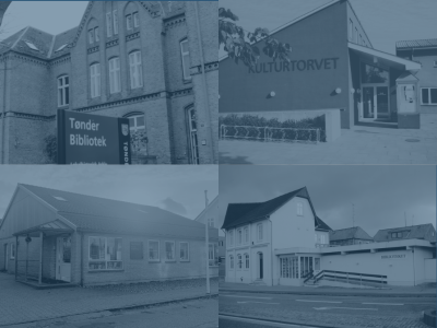 Alle fire biblioteker i Tønder Kommune med blåt filter