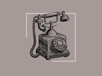stregtegning af gammeldags telefon