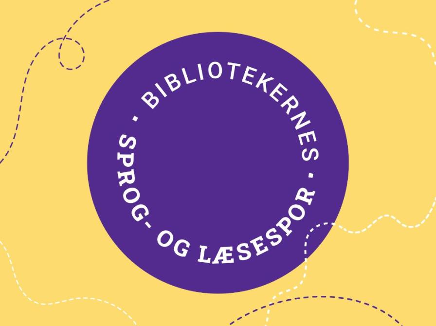 Bibliotekernes Sprog- og Læsespors logo på gul baggrund