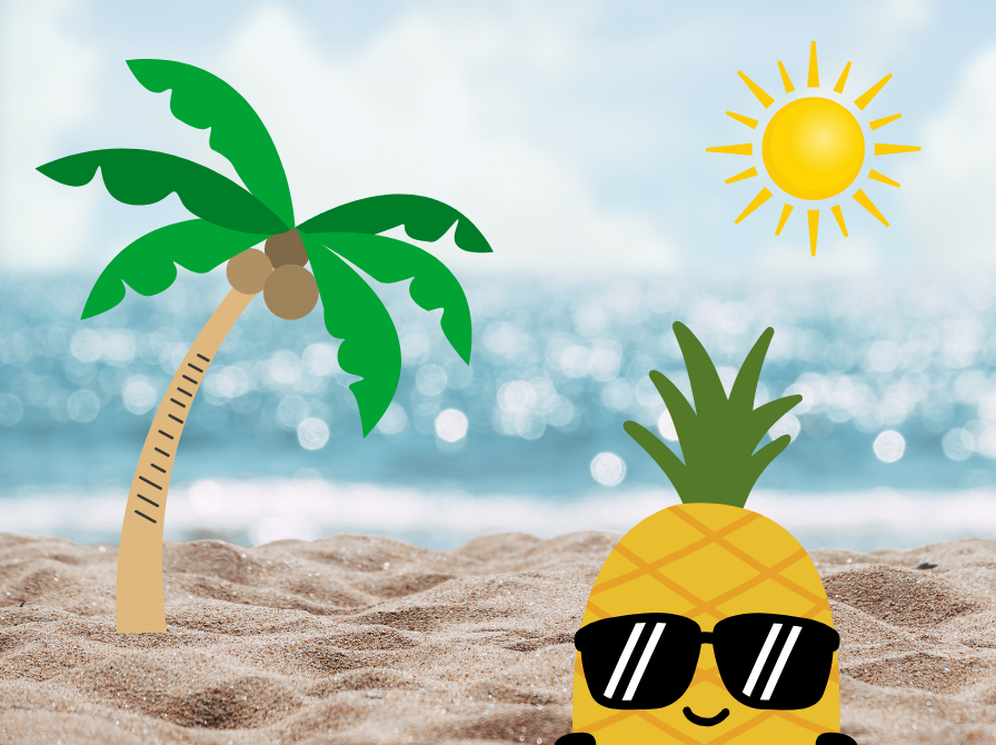 Annanas med solbriller på strand