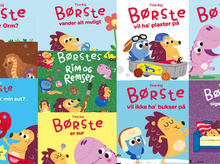 Collage af Børste bogforsider