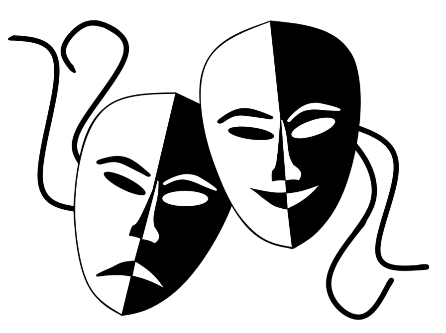 klassiske masker, en trist, en glad